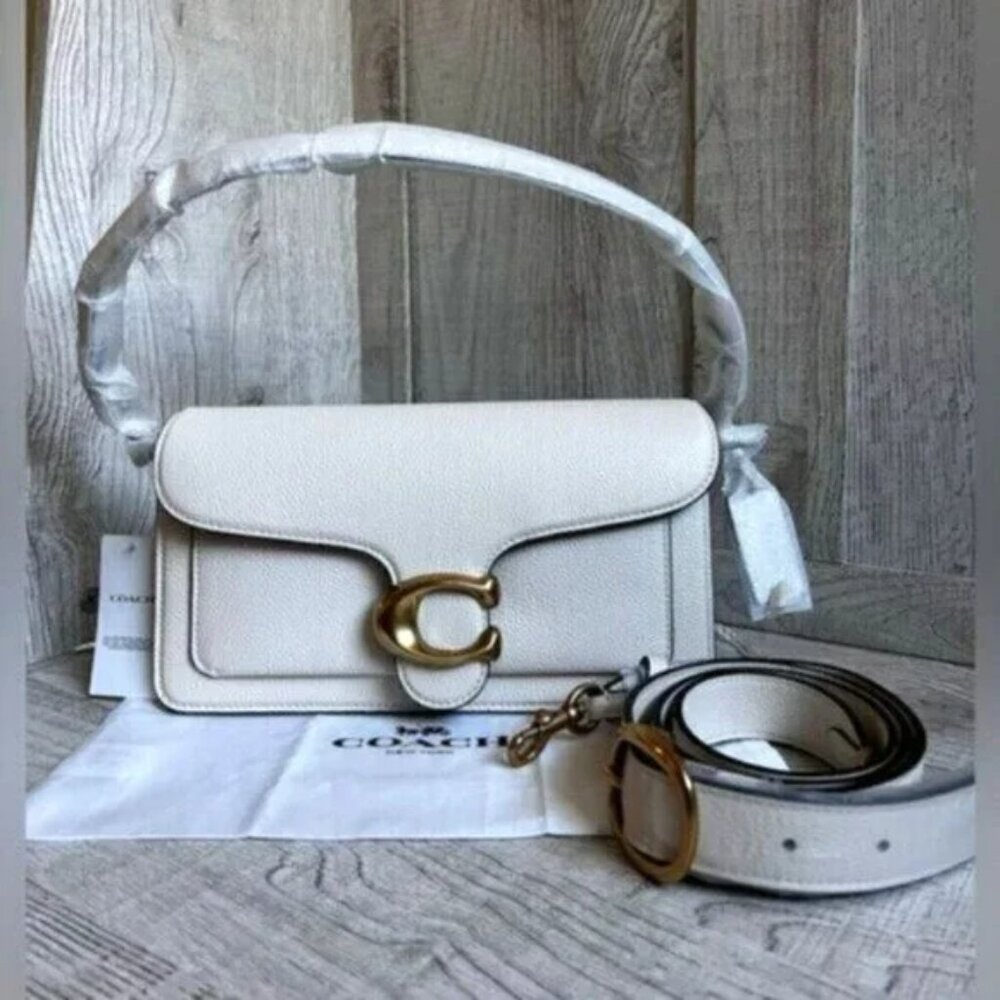 Coach White Shoulder Bag with Gold Hardware
